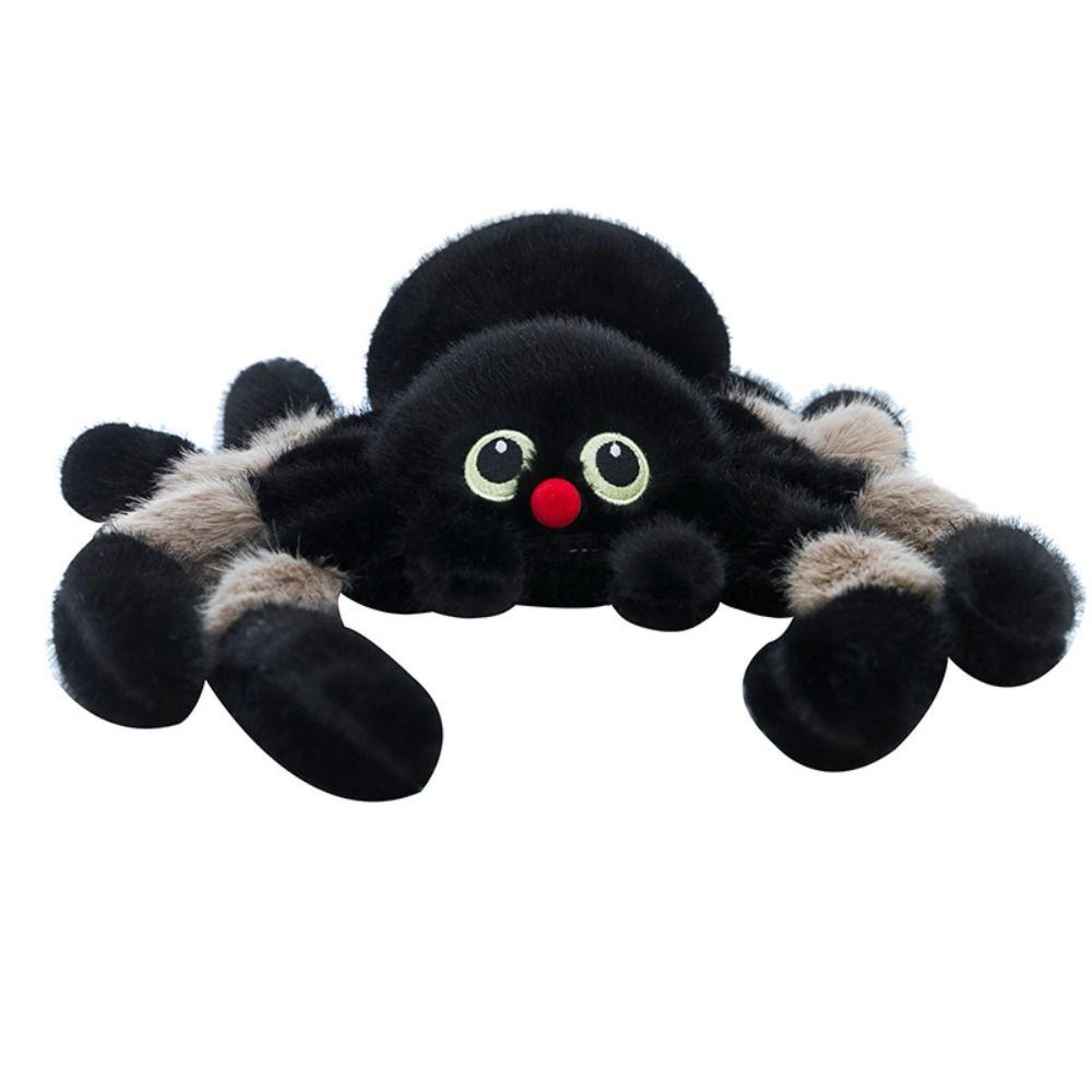Holloween Decor Spider Stuffed Animal Toy Fluffy Black Crawling Pet Doll  Party Supplies