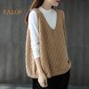 Frühling Herbst Damen Weste Strickpullover Retro V-Ausschnitt Locker Ärmellos Einfarbig Pullover Aushöhlen Rautenstruktur Alltagskleidung Top