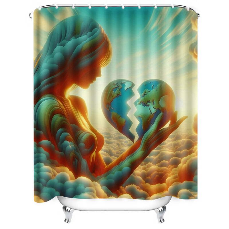 Celestial Love Shower Curtain - Waterproof, Mildew-Resistant, Machine Washable For Ethereal Bathroom Decor