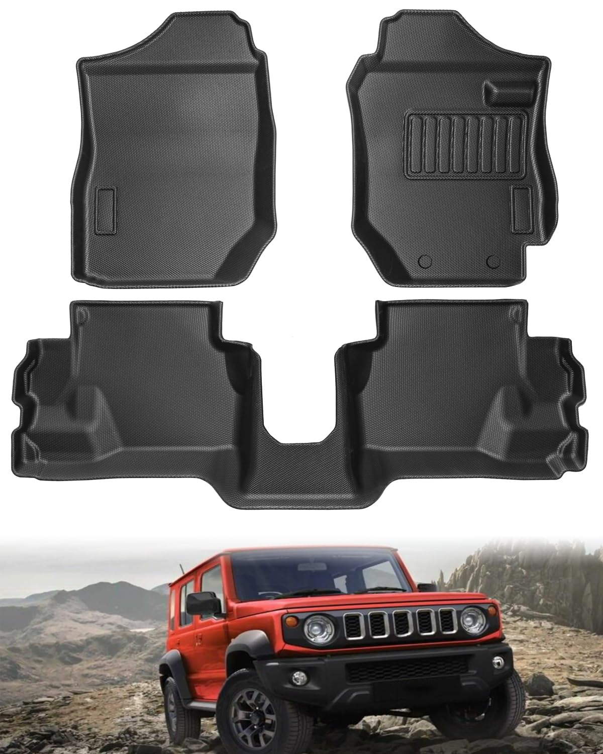 

Hawjog Suzuki Jimny JB64 и Jimny Sierra JB74 Автоматическая коробка передач 3D Напольные коврики TPE Полный комплект для салона Передний комплект 2018 Коврики, Материал, Специально для автомобиля чёрный