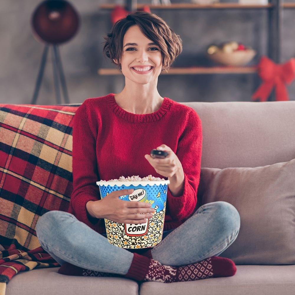 Popcorn Container Snacks Chips Box Bowl Plastic Bucket 2.3L