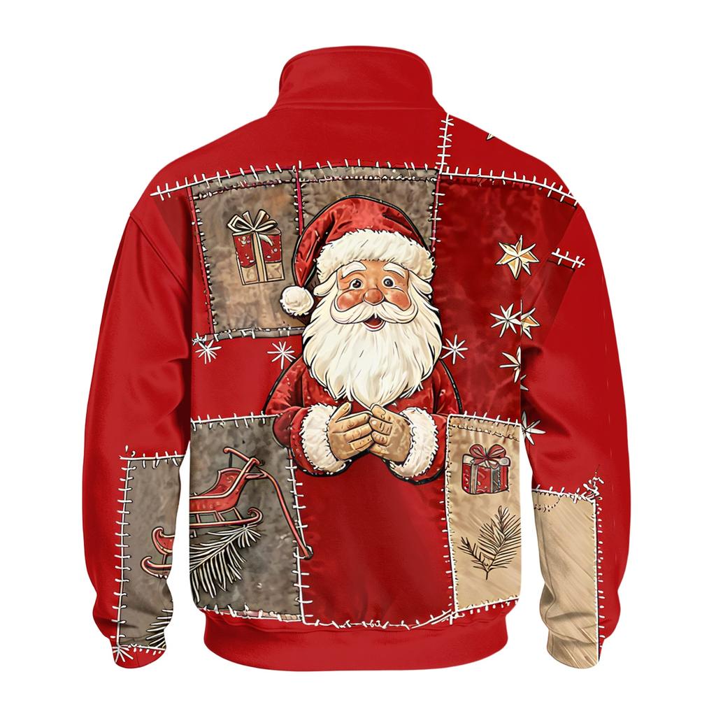 Men's Casual Mock Neck Sweatshirt with Christmas Print for Holiday Wear