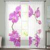 Schöne rosa Orchidee Blumen Tüll Vorhänge für Wohnzimmer Dekoration moderne Schleier Chiffon Vorhänge Schlafzimmer Sheer Voile