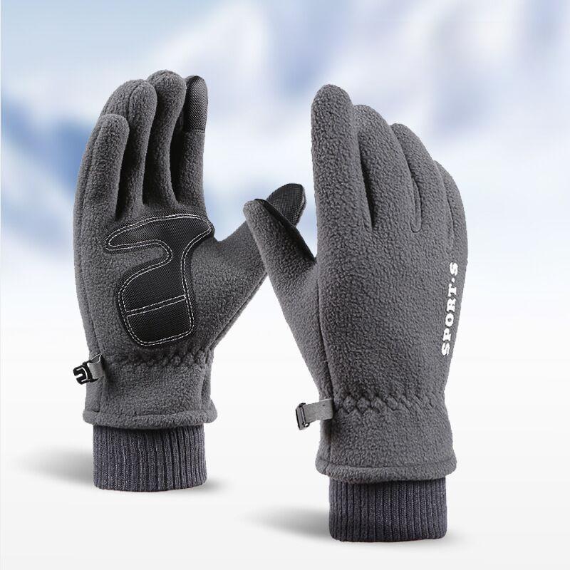 Autumn Winter Fleece Lined Thermal Gloves Men Polar Fleece Waterproof Ski Riding Outdoor Sports Motorcycle Warm Gloves