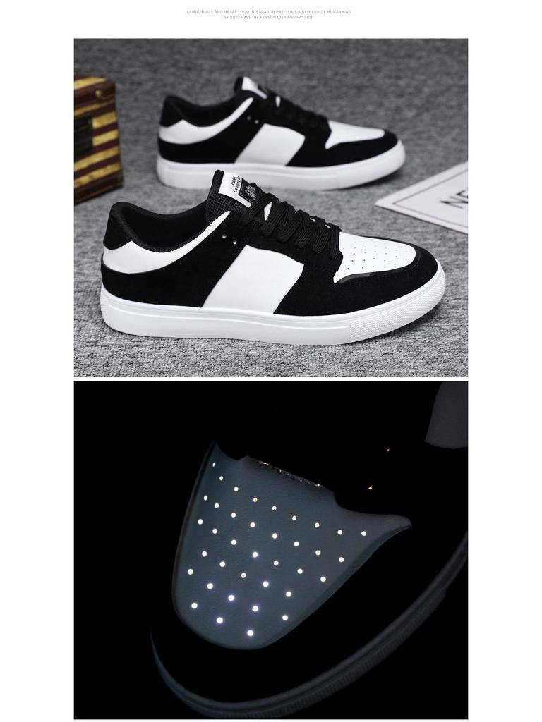 2024 Men's Korean-Style Black & White Panda Colorblock Low-Top Casual Sneakers