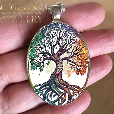 High-End Bohemian Style Large Tree Oval Glass Alloy Pendant Luxury Quality Fashion Fine Jewelry Exquisite Elegant Charms Popular