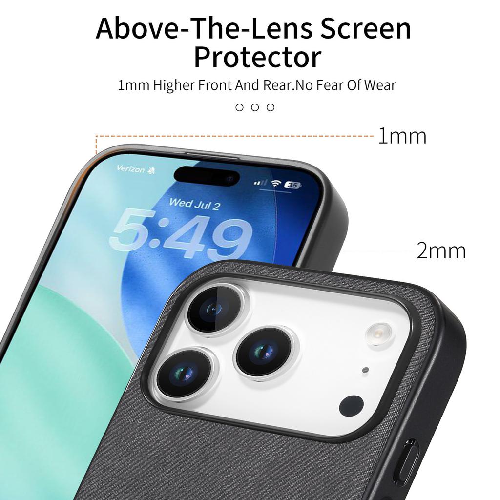 Kožený zadní kryt na telefon pro iPhone 17 Pro s textilní texturou