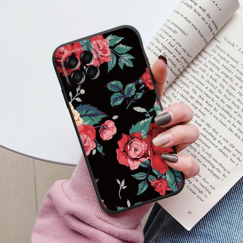 For Samsung Galaxy M33 M53 5G Case Cute Fashion Heart Flowers Soft Silicone Bumper Cover For Samsung M13 M15 M55 M35 Fundas TPU