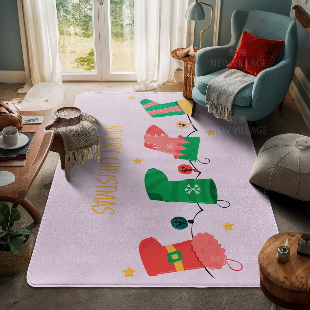 House Entrance Carpet Home Door Mat Living Room Bath Foot Bathroom Non-slip Water Absorption Rugs Bath Merry Christmas Winter