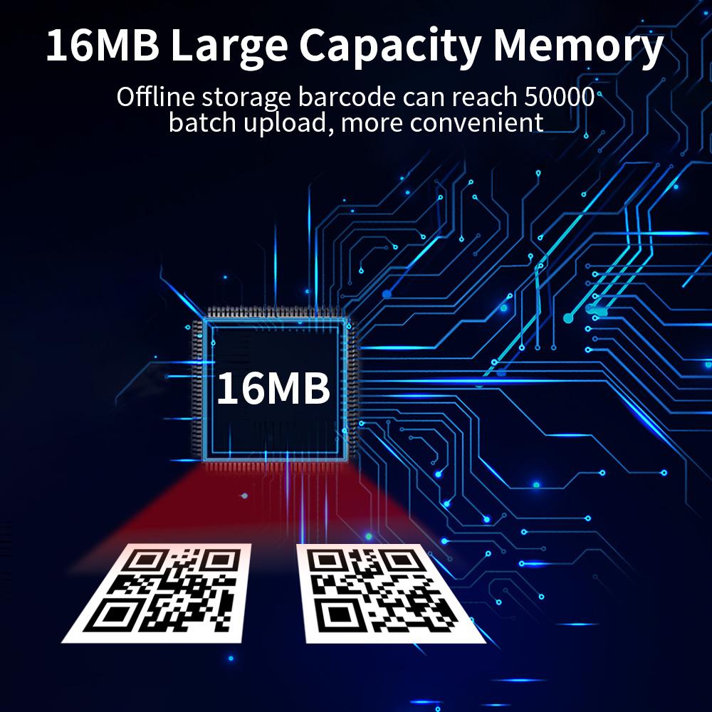 2D 1D QR Barcode Scanner 3 In 1 BT & 2.4GHz Wireless & Wired Connection Sound and Vibrator Prompt