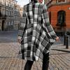 Ladies' Plaid Printed Fashionable Long Sleeved Jacket Cardigan