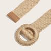 Baumwoll-Leinen Gewebter Taillengürtel Für Damen Mit Rundem Holzverschluss Als Modeaccessoire Für Draußen