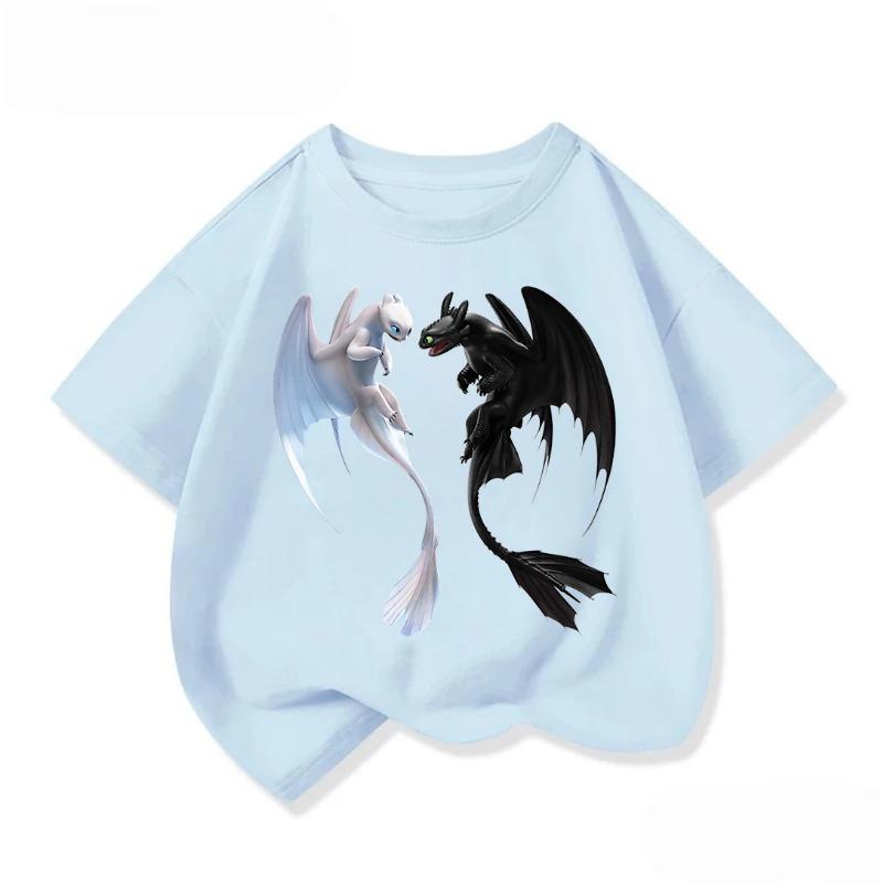 Relaxed Fit Children Short Sleeve T Shirt Kawaii Round Neck Lovely How To Train Your Dragon Graphic Street Style 3 To 14