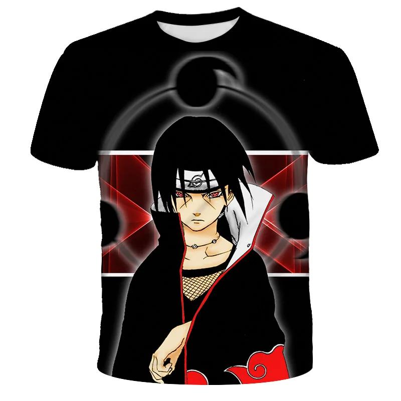 Summer Men's Japanese Anime Naruto 3D Printed T-shirt Children's Street Leisure Sports Large Top