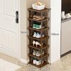 Bamboo Entryway Shoe Rack 3/5/7 Tiers Heavy Duty Wooden Free Standing Rustic Living Room Bedroom Closet Shoes Boots Organizer Corner Storage Shelf