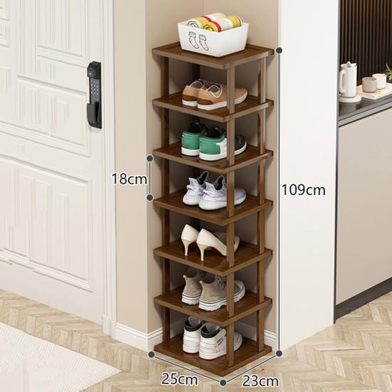 Bamboo Entryway Shoe Rack 3/5/7 Tiers Heavy Duty Wooden Free Standing Rustic Living Room Bedroom Closet Shoes Boots Organizer Corner Storage Shelf