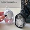 Mini Clear PVC Zipper Storage Bag with Keychain Loop for Earphones and Chargers