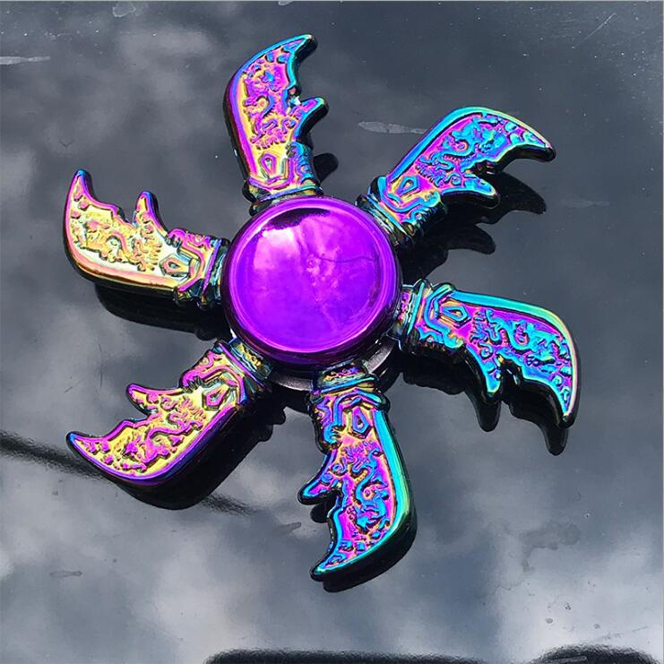 Colorful Zinc Alloy Fidget Spinner: Black Tech Stress-Relief Toy for Students and Kids.