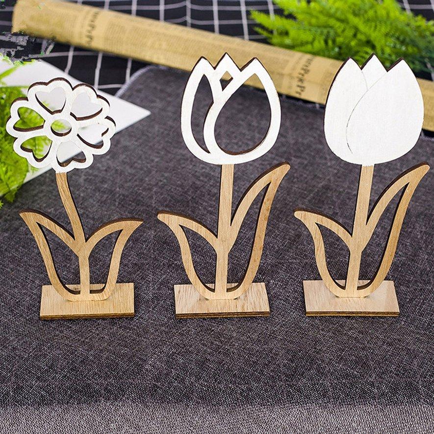 May Home Lovely Decoration Wooden Hollowed Flowers Easter Party Decor ...