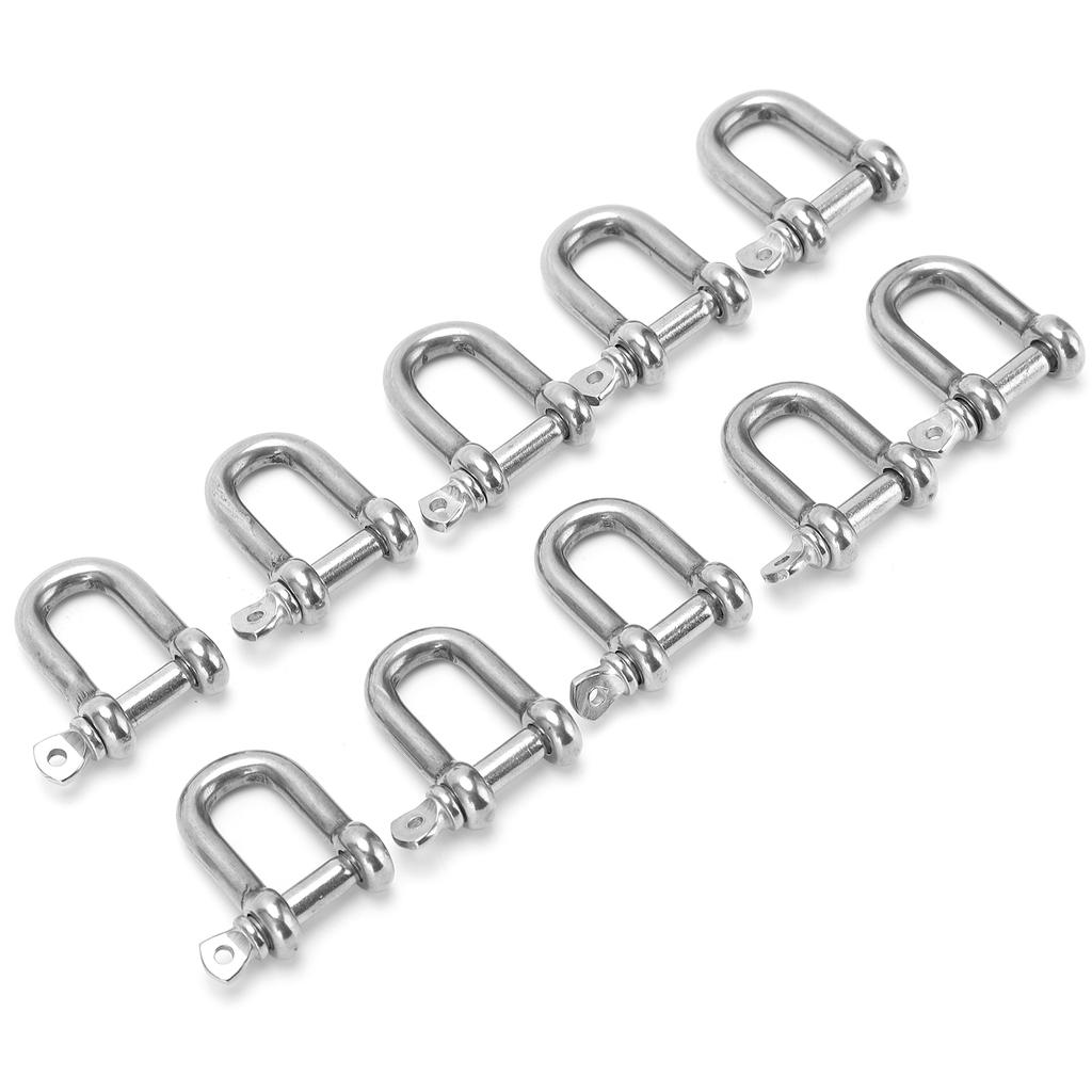 10Pcs M5 Straight D Shackle Stainless Steel D Type Rigging Chain Shackle Hook Sling Screw