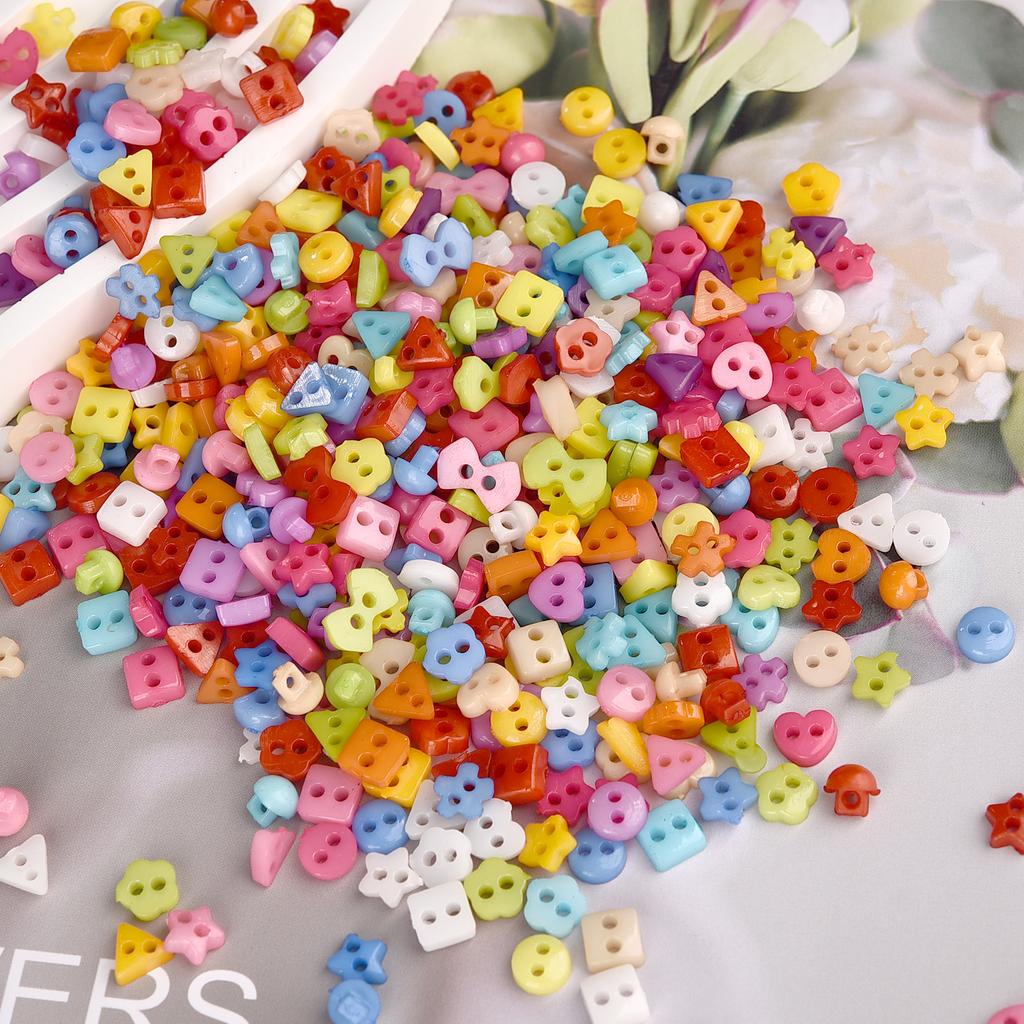100pcs Mini Buttons Plastic Doll Clothes Round Buckles Buttons for Handmade Cartoon Garment Sewing DIY Craft Needlework