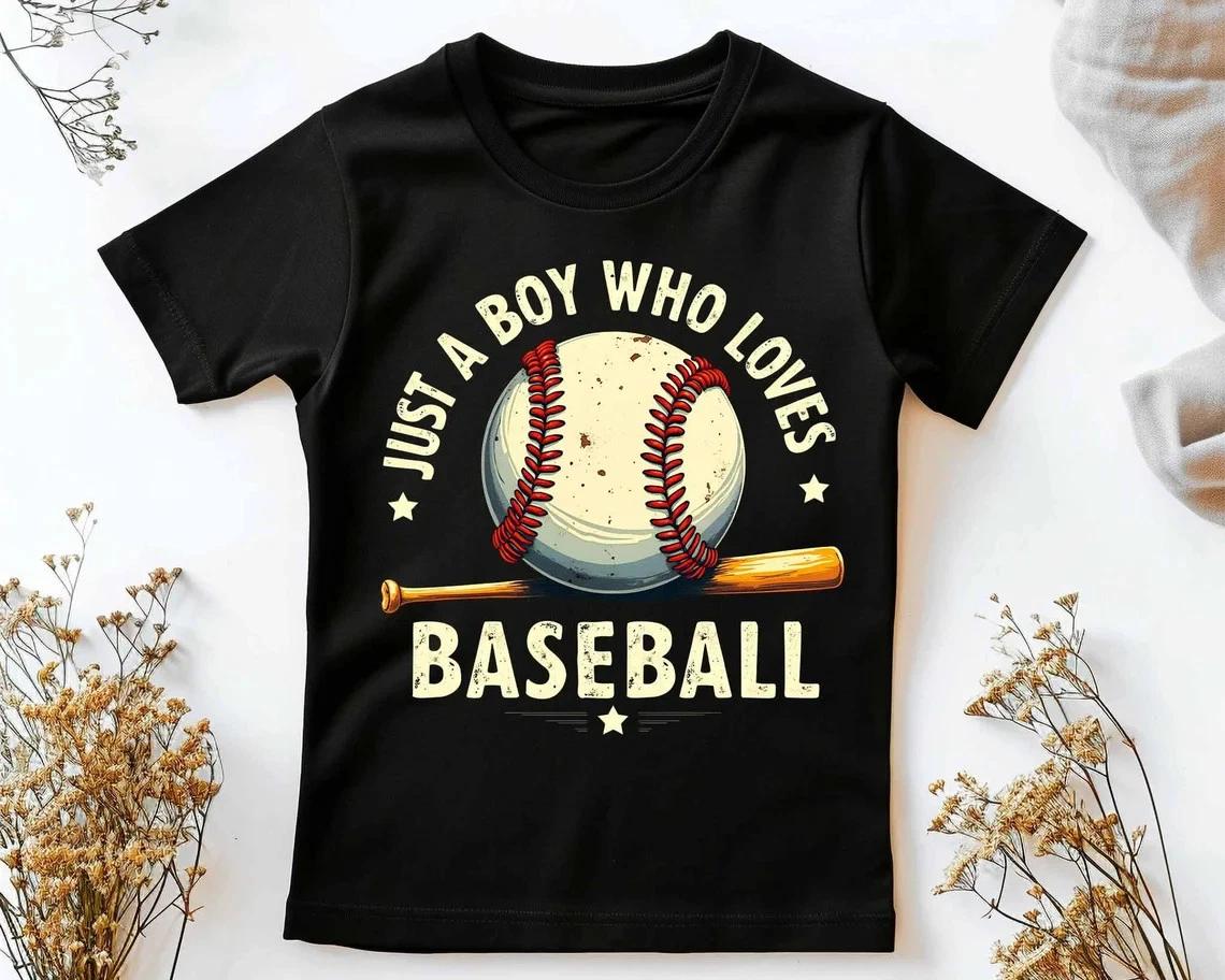 Baseball Vintage T-Shirt 100% Cotton, A Boy who loves Baseball T-Shirt S