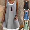 Dames U-hals Mouwloze Midi Jurk Losse Nep Tweedelige Casual Tankjurk
