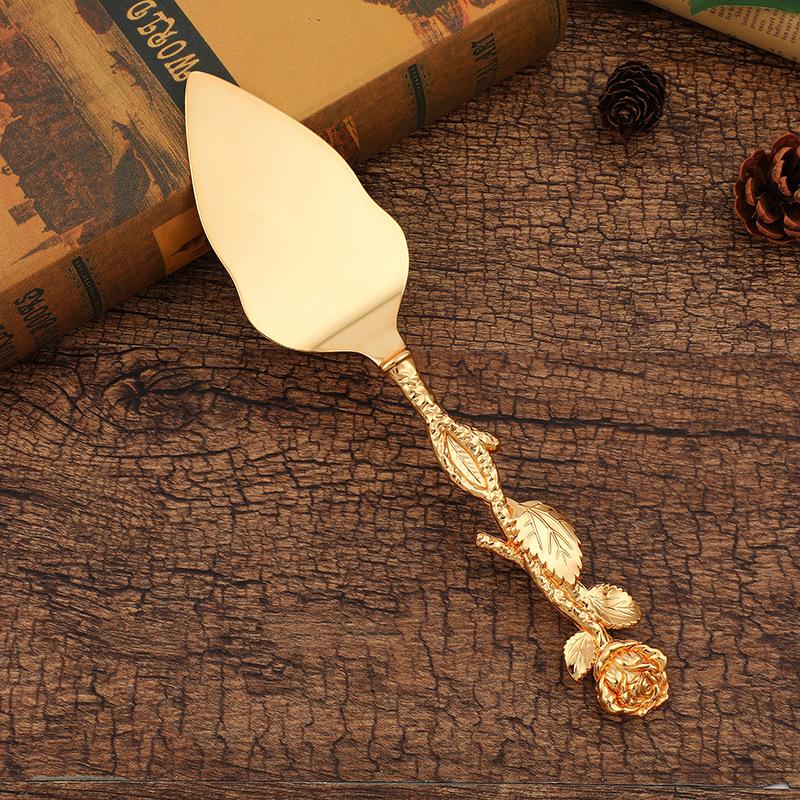 Creative European Dessert Baking Tool Cake Pizza Cutter Shovel Set Rose Handle Combination Two-piece Set
