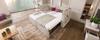 Upholstered daybed 90x190 cm, sofa bed, pull-out bed, armrests, USB & Type-C charging port, cup holder, linen blend fabric, beige, without mattress.