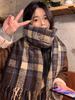 Knitted Retro Scarf Headscarf Winter Women Men Preppy Plaid Tassel Warm Scarve Pashmina Mujer Femme Male Long Wrap Shawl Unisex