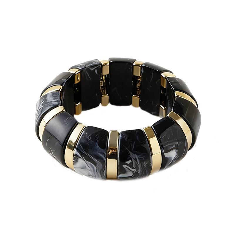 Acrylic Smudge Bracelet European and American Personality Exaggerated Multi-color Accessories High-end Wide-sided Elastic Bracelet
