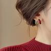 Ankola red autumn and winter retro new simple and high-end red stud earrings are hot, fashionable and versatile trendy earrings.