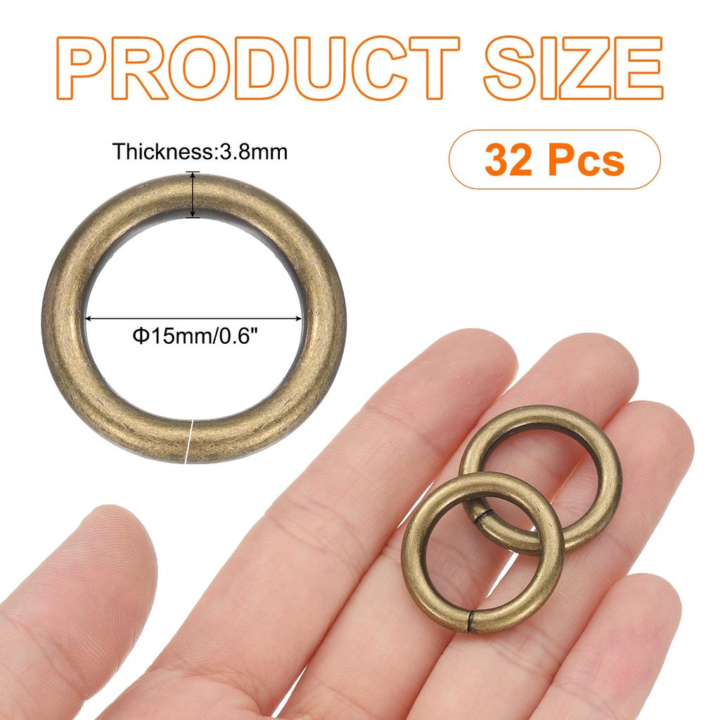 32pcs O Ring Buckle Zinc Alloy Opening O-Rings Clasp Clips for Crafts Keyrings Bags Straps Belts DIY Accessories