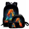 3 Pcs Set Letter Round Lunch Bags ,Pencil Bags ,School Bags For Boy/Girls Best Gifts 2D Flat Cartoon Backpack For Children