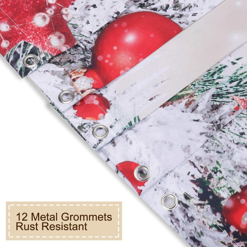 Rosielily Christmas Shower Curtains For Bathroom Xmas Shower Curtains Red Christmas Fabric Xmas Bathroom Set With Hooks Red Silv