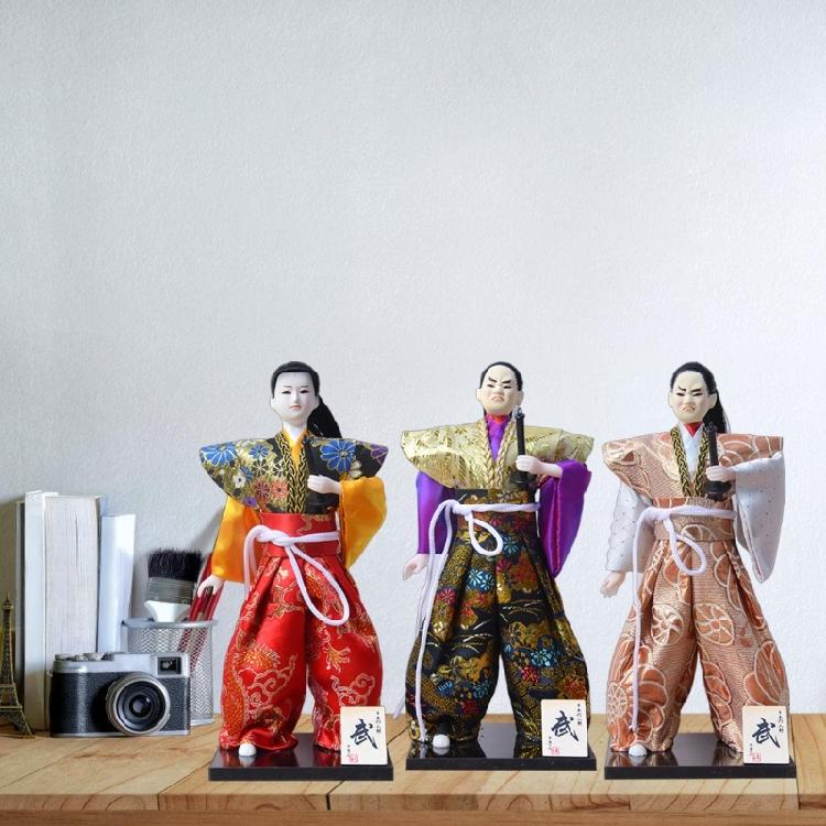 Traditional 12inch Japanese Samurais Dolls in Kimonos for Home Display and Collector's Item