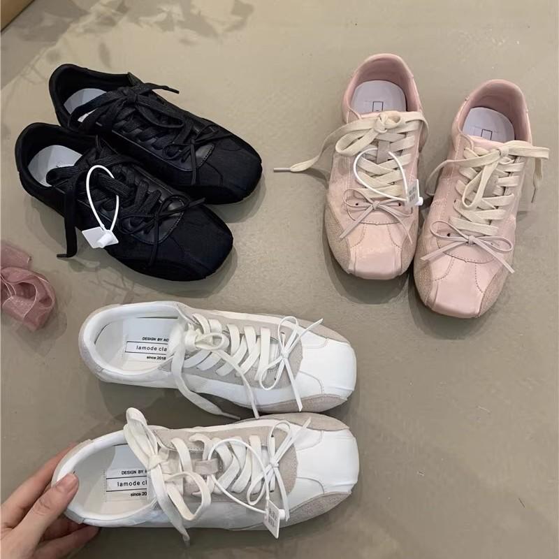Sheepskin version~ Dexun shoes women's 2025 spring new lace-up ballet casual sports shoes versatile Forrest Gump shoes