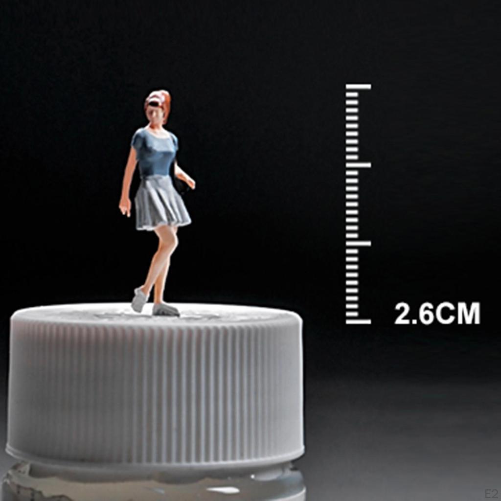 1/64 Miniature Figure Dollhouse Decor Blue Skirt Girl Resin Diorama Model Building Kits for