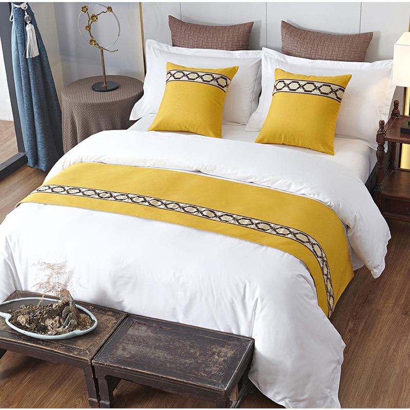 Runner da letto in stile europeo, ricamo di lusso, bandiera, runner da tiro, camera da letto, decorazione per la casa, letto, asciugamano, federa