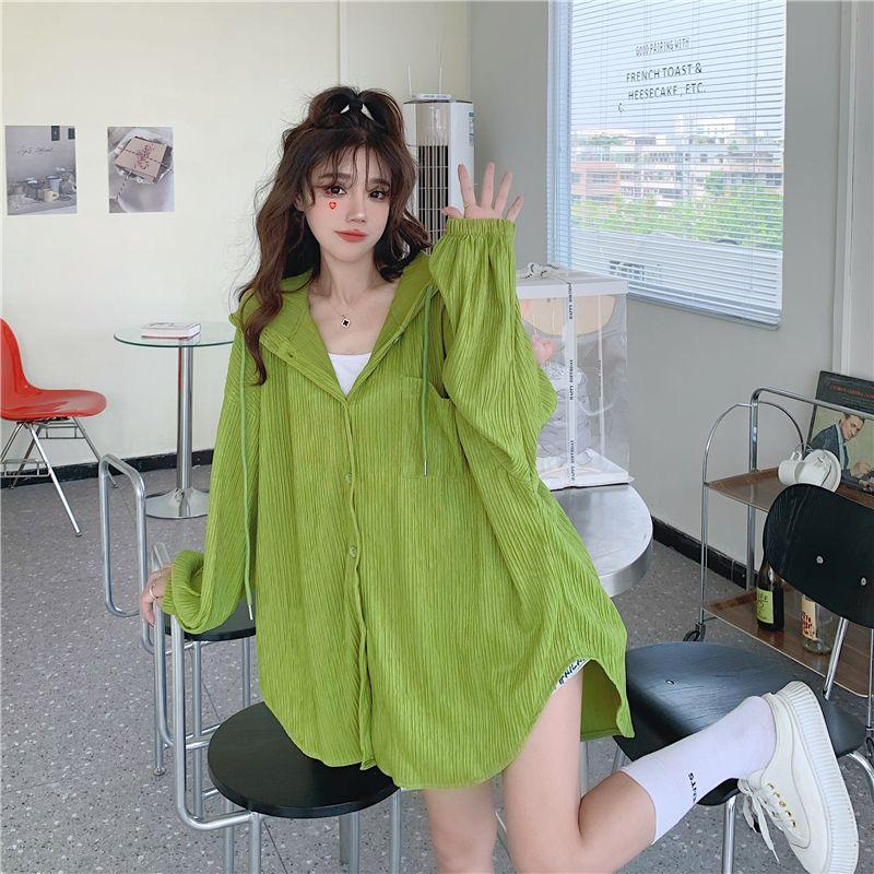 Übergroße Kapuzenmäntel Damen Sommertrend Dünner Sonnenschutz-Hoodie Mittellange Klimatisierte Strickjacke Jacke Mode Lässige Oberteile