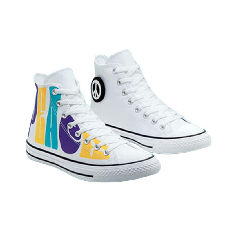 Converse Chuck Taylor All Star Trendy Comfort High Top Canvas Shoes Unisex White, Blue and Yellow