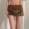 Y2K Leopard Patchwork Lace-Up Mini Skirt with Waistband