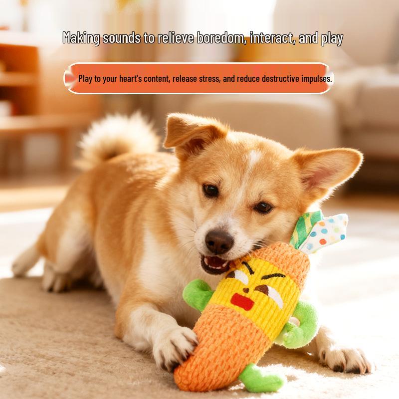 Interactive Dog Toys: Self-Play, Teething Relief, Energy Burning, Teeth Cleaning, Fun Sounds, Companionship, and Vegetable Design.
