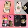 Capa de Telefone Fofa Baby Y-Yoda Para iPhone 17,16,15,14,13,12,11,Pro,XS,Max,XR,Plus,E,SE4,Mini Capa Macia Preta