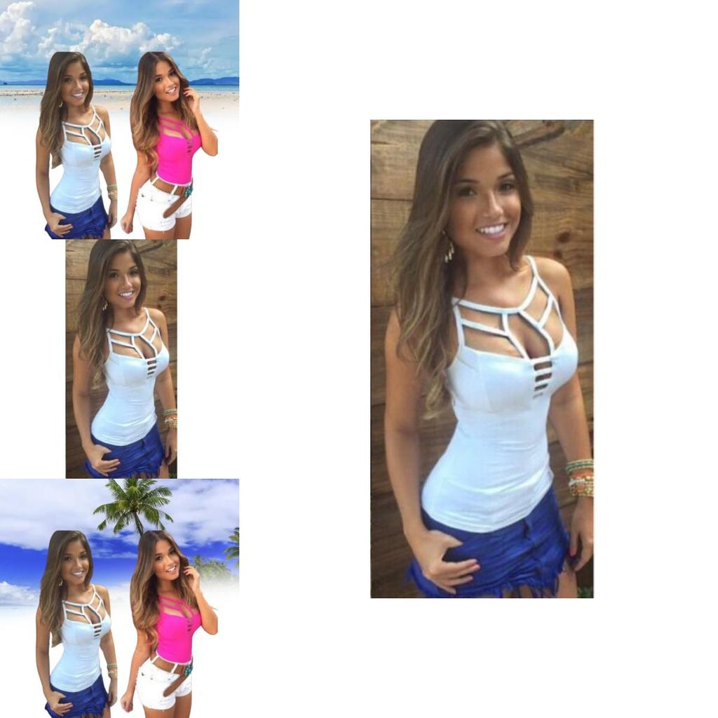 Solid Color Thin Shoulder Strap Halter Top Sleeveless Blouse Summer Casual T Shirt
