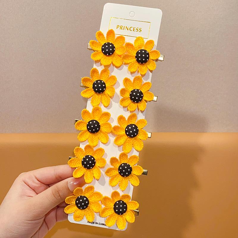 10 st Söta Blomsterhårnålar Färggranna Solros Sidbensklämmor Lämpliga för Dagligt Bruk Som Håraccessoarer Gåvor