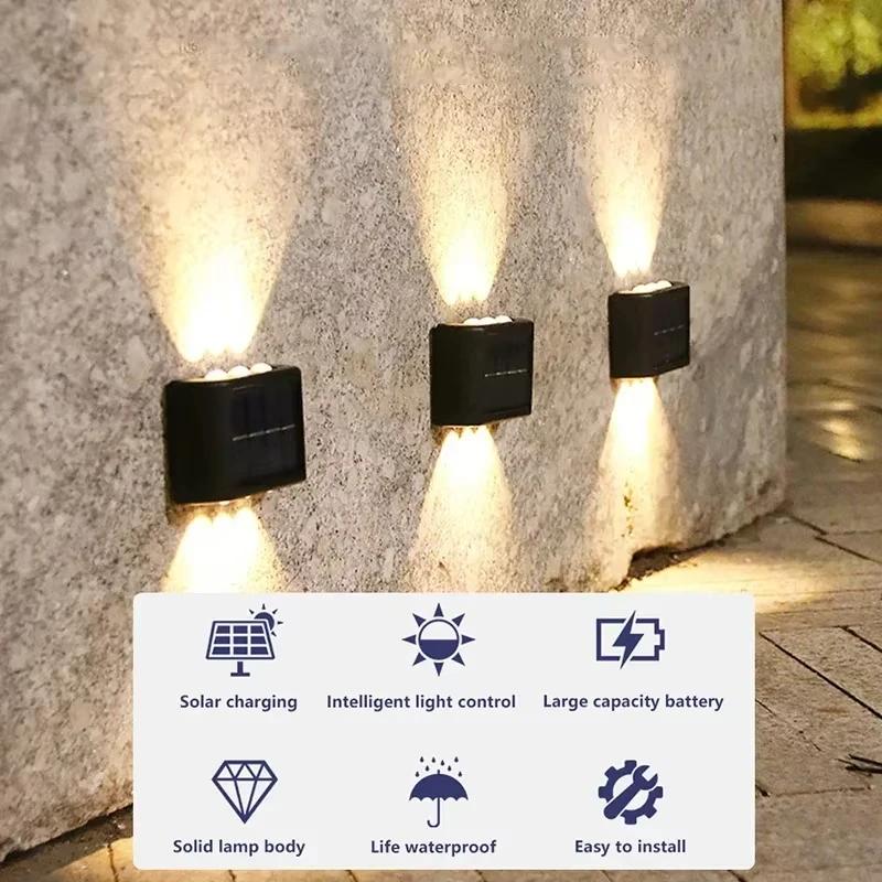 1-10PCS Solar Powered Step Light IP65 Waterproof LED Outdoor Stair Railing Deck Fence Pathway Lamp for Garden Patio Yard Wall Decoration