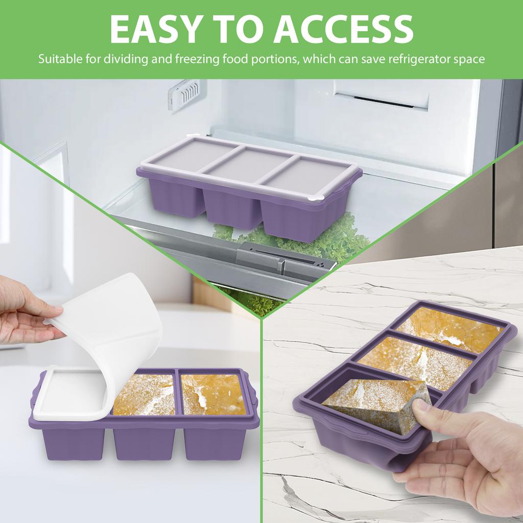 Silicone Freezer Tray Food Meal Soup Sauce With Lid Freezer Trays Large Ice Box Soup Ice Tray Kitchen Food Storage Freezing Mold