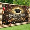 1 Piece Congratulations To the Graduation Theme Wall Covering of the Class of 2025 with Golden Confetti and Glitter