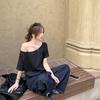 Korean Style Off-the-shoulder Short-sleeved Women's Summer New Solid Color Versatile Fashion Casual T-shirt South East Asia Loose T-shirt